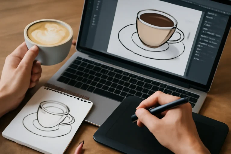 C&oacute;mo usar vectores para dise&ntilde;ar una taza de caf&eacute; paso a paso