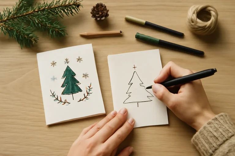 Diseño sencillo de tarjetas navideñas con flujo de trabajo fácil